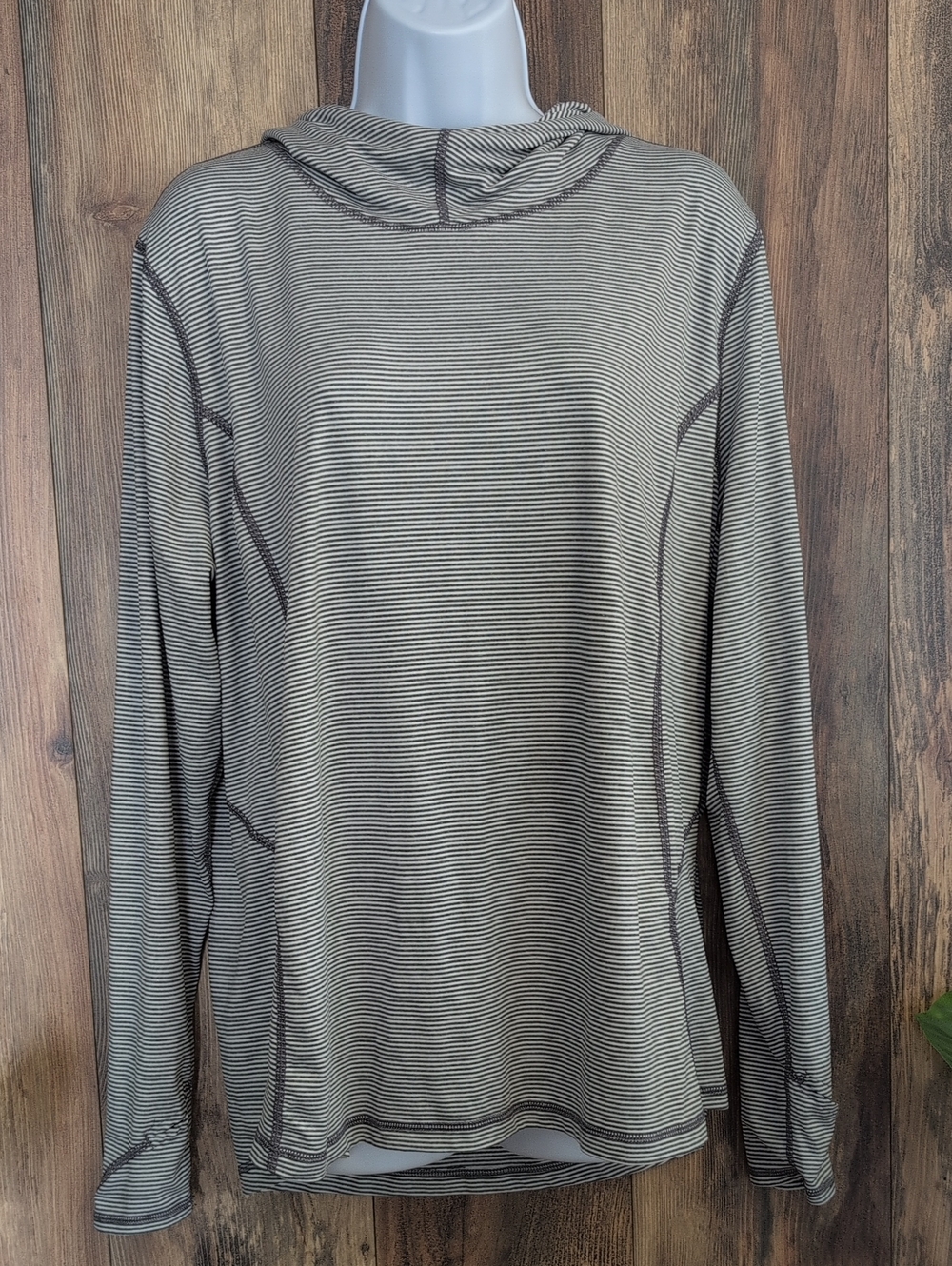 Danskin Now Striped Hooded Long Sleeve Stretch Active Hoodie Top XL   T258